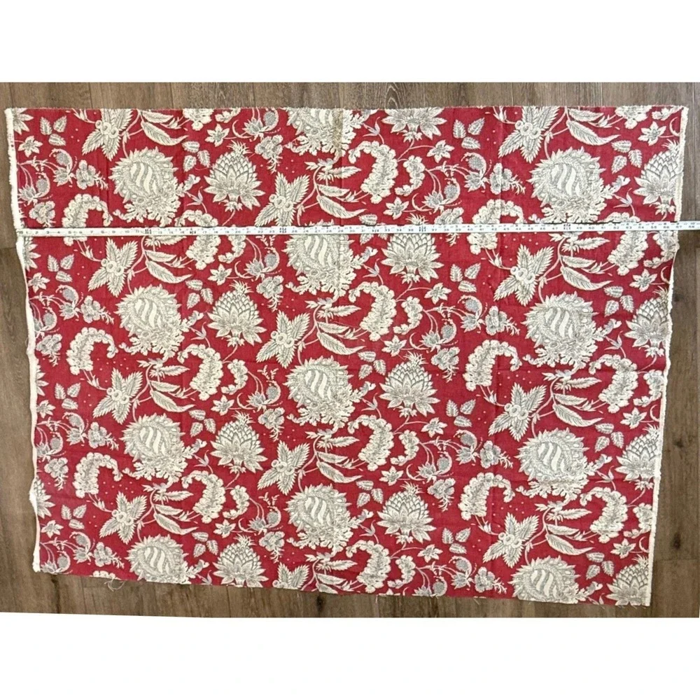 Pottery Barn Red Floral Palampore Cotton Fabric Remnant Lot Cottagecore 5 pieces